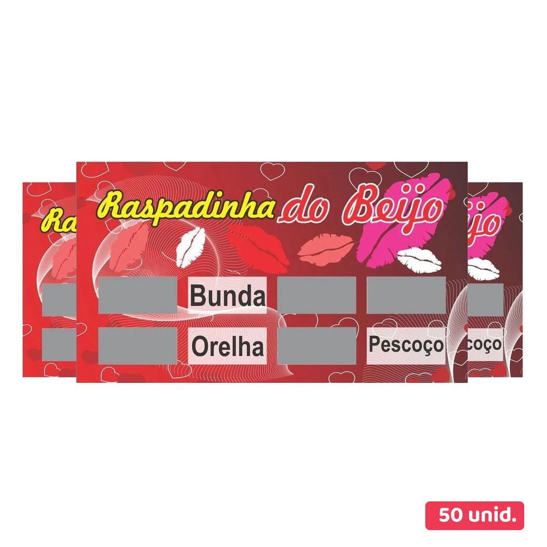 Kit Raspadinha do Beijo com 50 unidades Miss Collection